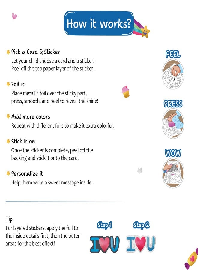 HAPPYHANDS Foil Fiesta - Card Making Set, Mess-Free Art, Craft Kits, Gifts for Kids Ages 4, 5, 6, 7, 8, 9 - Image 4